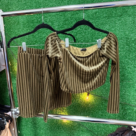 REVOLVE NBD Bronze Striped Skirt Set - Picture 1 of 6